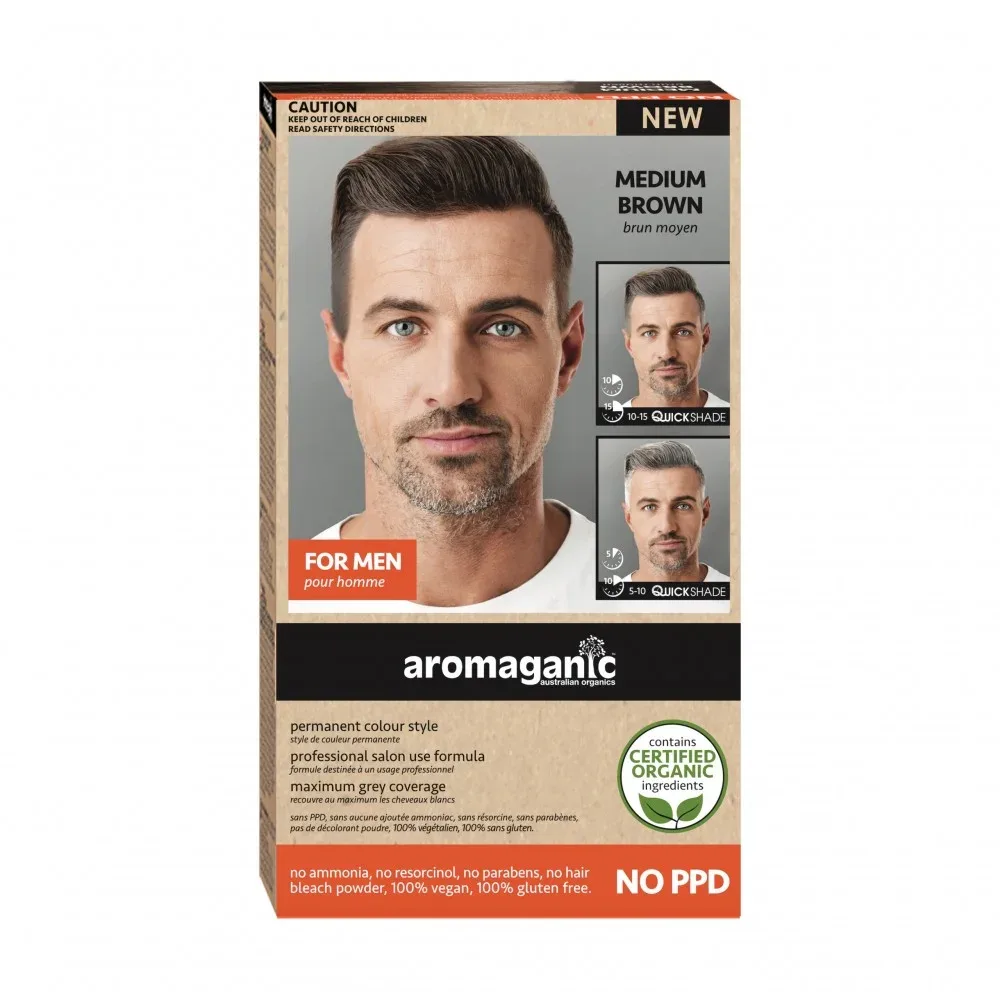 Aromaganic 阿若蔓妮 纯天然染发剂 男士专用 中等棕色 详情图 1