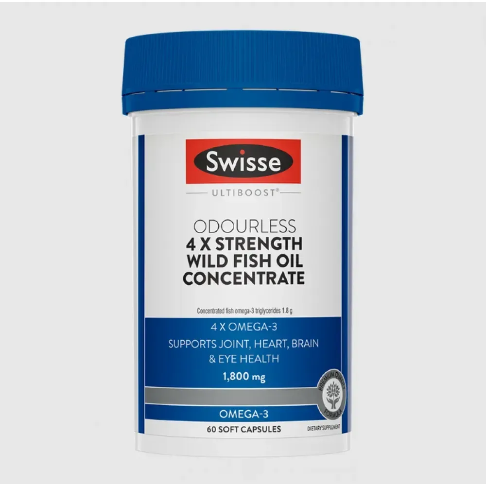 Swisse Fish Oil 无味高浓度4倍Omega-3 浓缩野生鱼油 60粒【保质期2028/08】 详情图 1