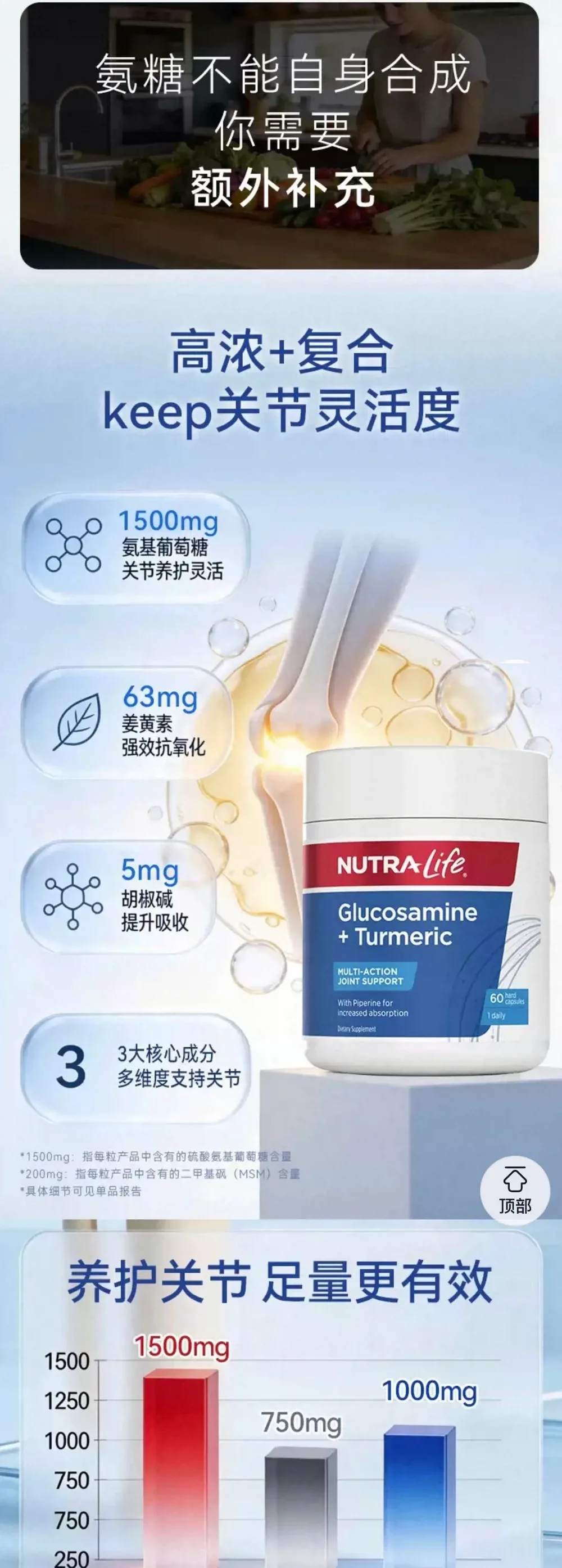 Nutra-Life 纽乐 维骨力+姜黄素 60粒【保质期2027.06】 详情图 3
