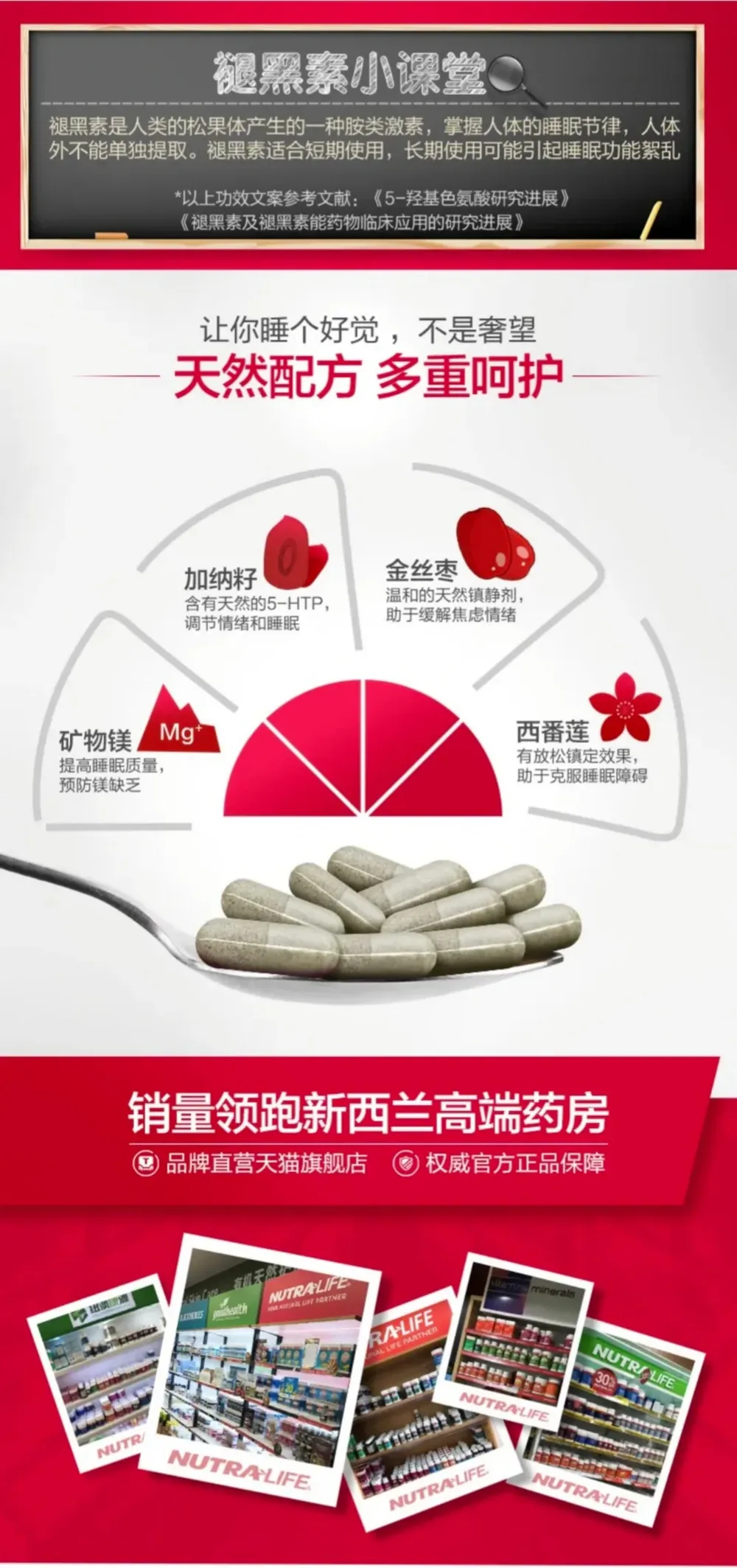Nutra-Life 纽乐 睡“镁”人纯草本助眠胶囊 60粒【保质期2028.04】 详情图 3