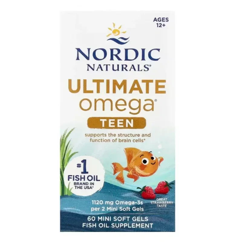 Nordic Naturals 挪威小鱼 青少年鱼油（草莓味）12岁以上 60粒【保质期2028.09】
