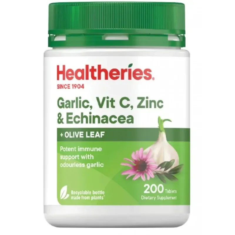 Healtheries 贺寿利 大蒜维C锌紫锥菊橄榄叶复合片 200片【保质期2028.09】