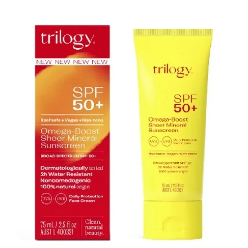 Trilogy 趣乐活 SPF50+ Omega-Boost Mineral Sunscreen 75ml 矿物质防晒霜SPF50+ 75ml TRFC153【保质期2027.10】