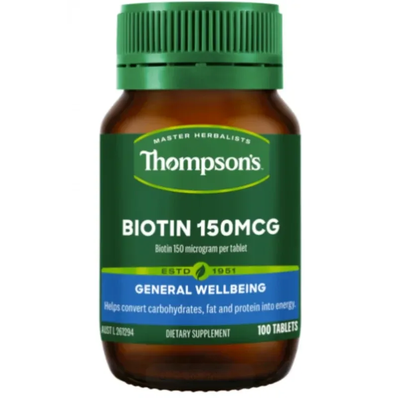 【双11-限时9折】Thompson's 汤普森 Biotin 150mcg 生物素片 100片【保质期2029.04】